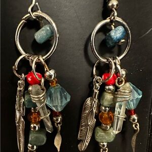 Southwestern Style Earrings with Red, Blue, and Orange Accents